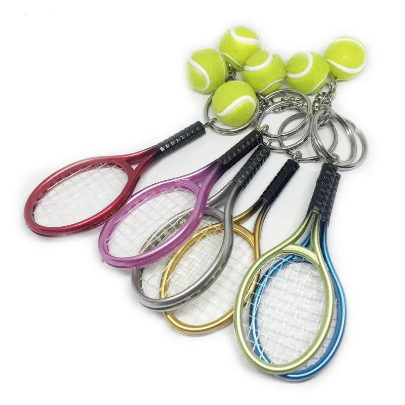 Fashion Cute Sport Mini Tennis Racket Style Pendant Keychain Diy Tennis Racket Pendants Diy Men Jewelry Car Key Chain Key Ring