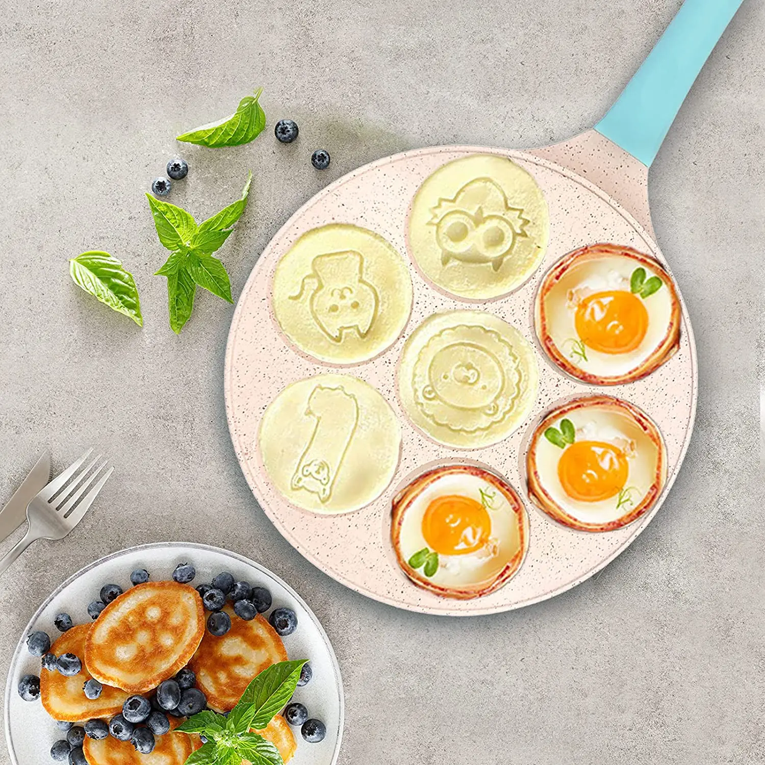 Griddle Pan Double Sided Pancake Pan Cast Aluminum Frying Pan Cake Silicon Mold For Kids