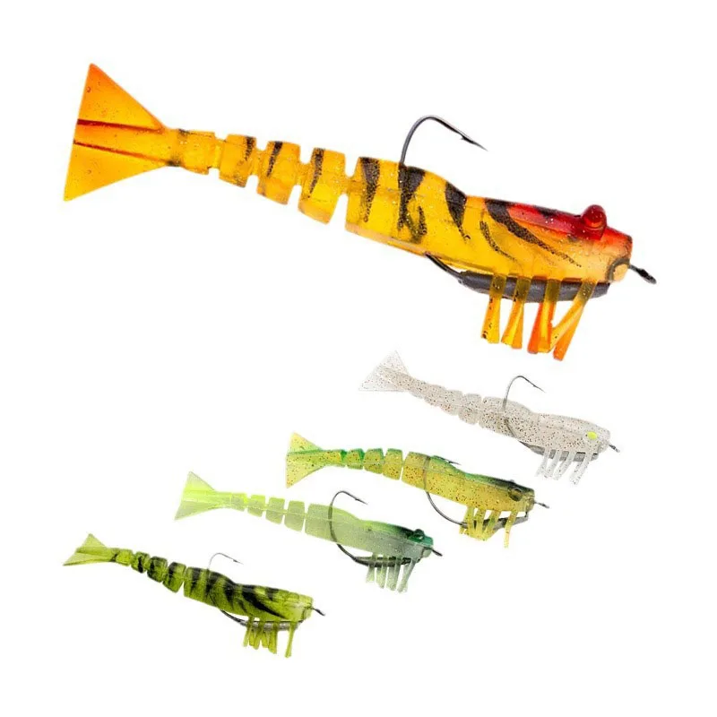 Wholesale New Soft Lure GJ22 9.5CM/8.5G Multi Sections Biomimetic Soft Shrimp Bait With A Sharp Hook On The Back For Fishing
