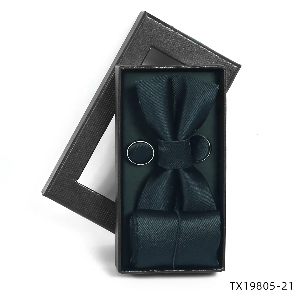Private label formal tuxedo bow tie elegant pocket square sets for men