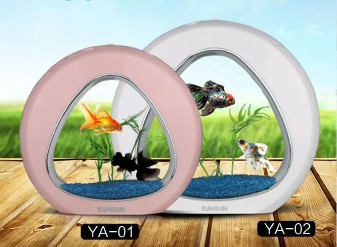 SUNSUN Aquarium Creative Gold Fish Tank With Filter System Mini Desktop Fish Tank Aquarium Decoration Fish Tank Aquarium