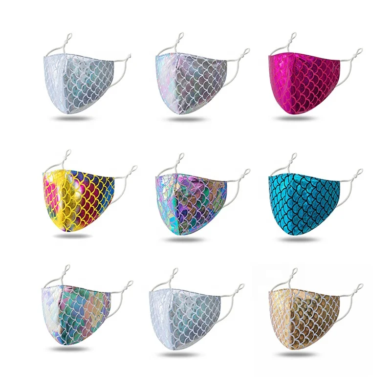 wholesale fashion Sequin custom design face maskes Multi-color Sparkly Sequins Face Cover Nightclub Masquerade Maskes