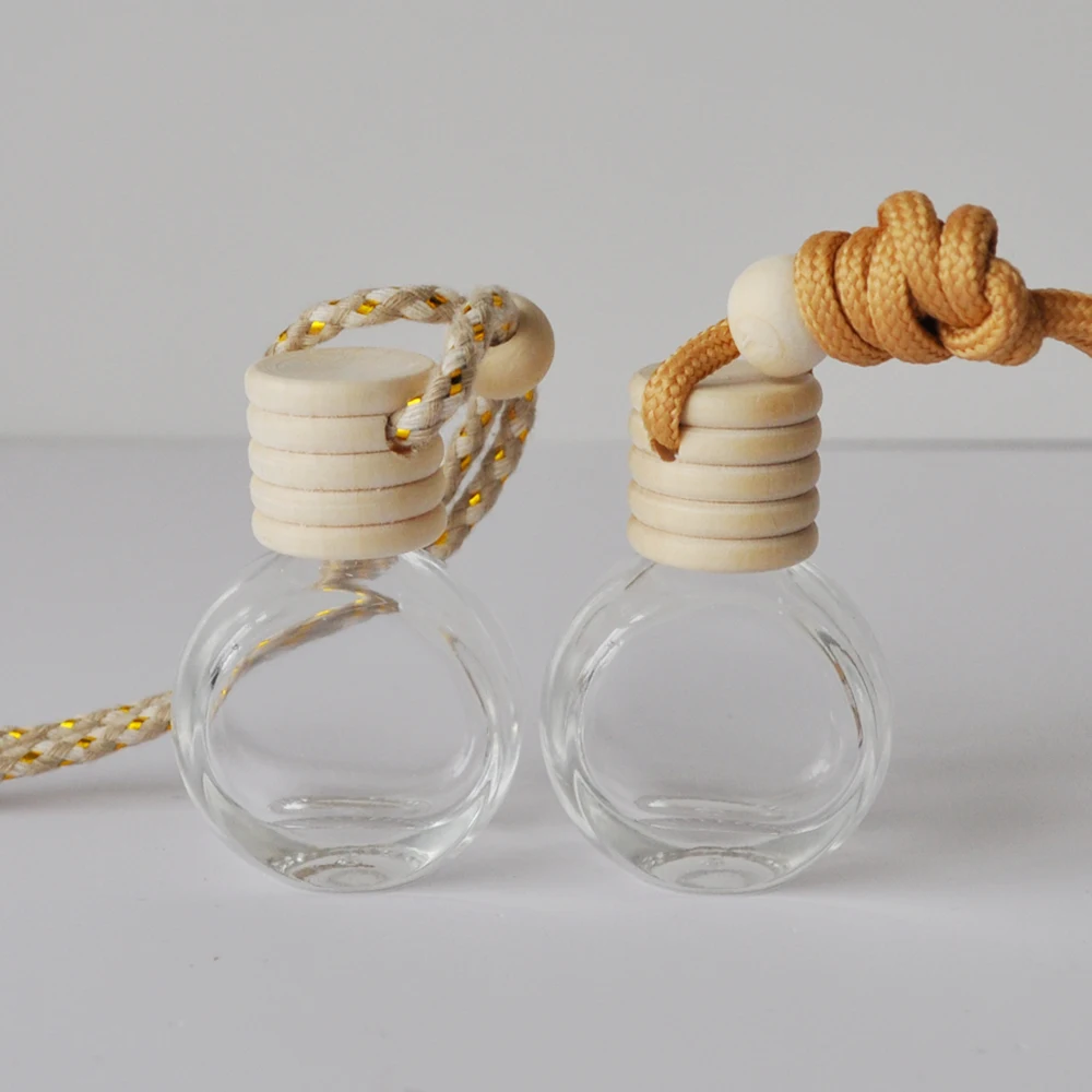 10ml Black/gradient Hanging Car Aroma Diffuser Glass Bottle Air Freshener Bottle With Wood Cap Perfume Bottle For Car