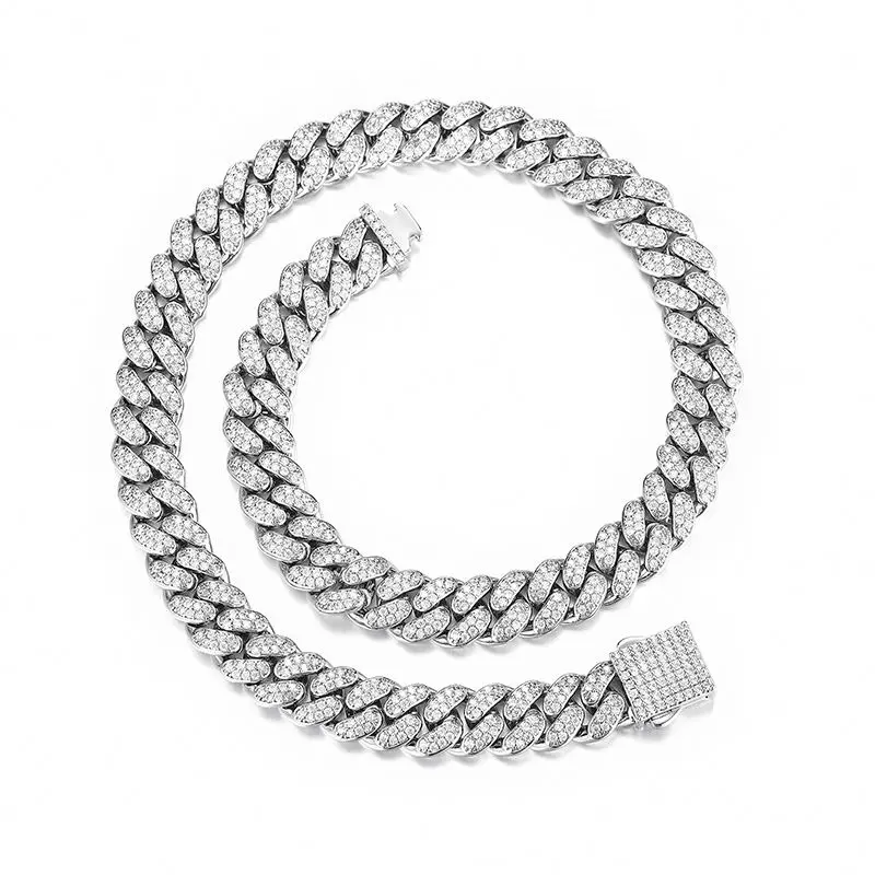Hot Sale Hip Hop, Jewelry Alloy Iced Out CZ Diamond Prong Cuban Link Chain Necklace/
