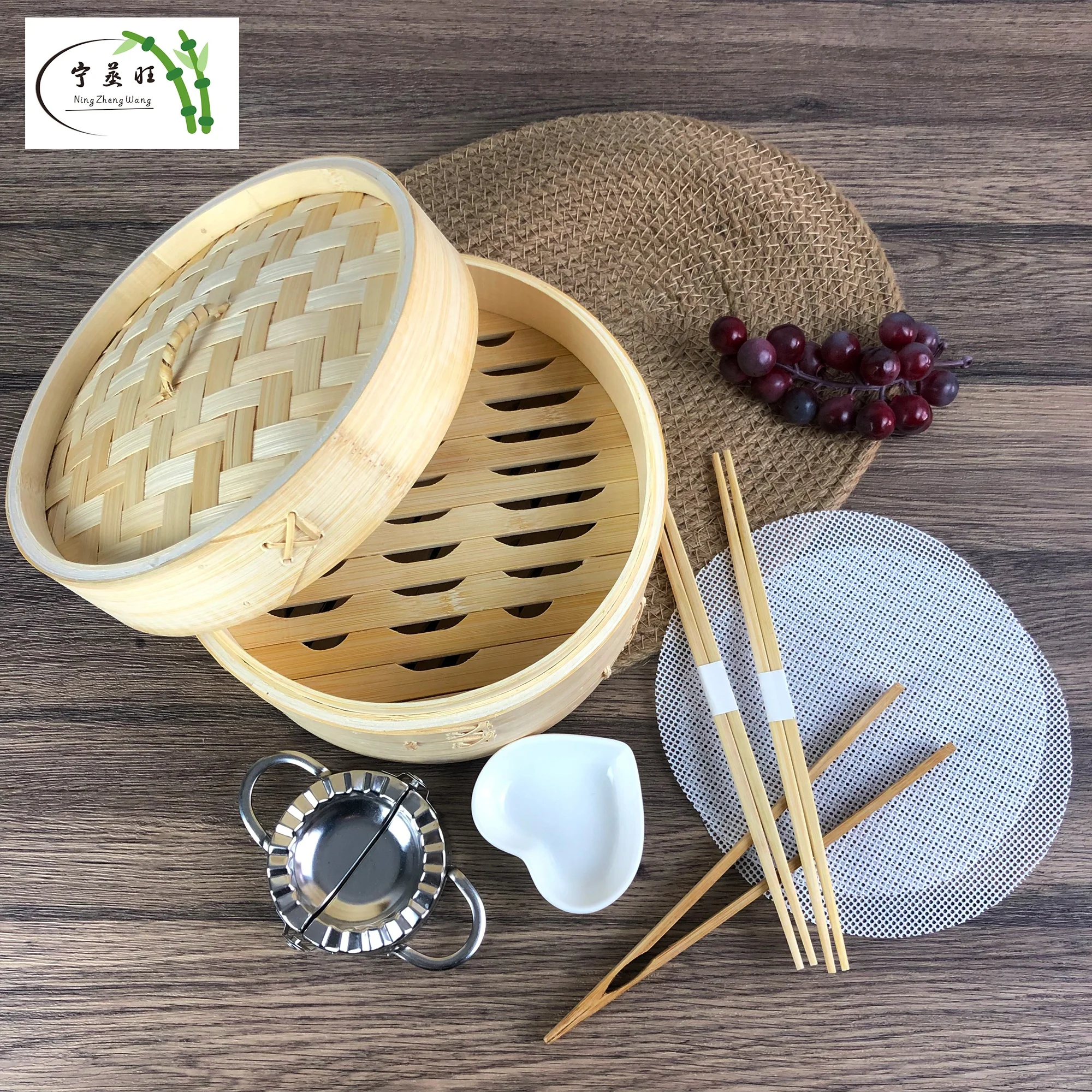 Amazon, лидер продаж, натуральный экологически чистый, ручной работы, 2 яруса, мини-тусклый бамбуковый Пароварка, набор, пароварки для еды