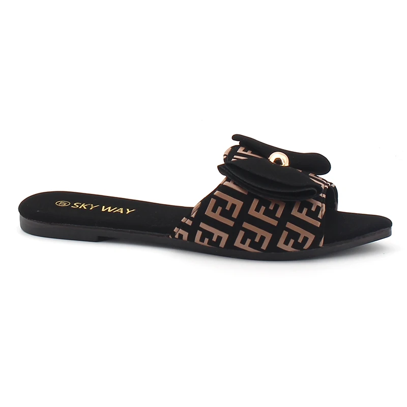 Ladies Sandals Flat Fashion Letter Bow Sandals