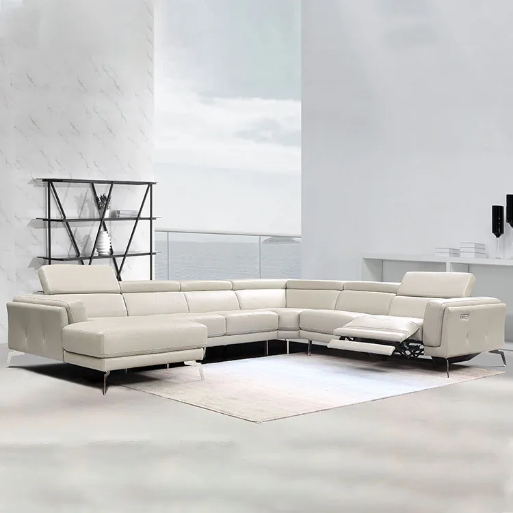 C-образная мебель, итальянский кожаный секционный диван, диван с откидывающейся спинкой для дома