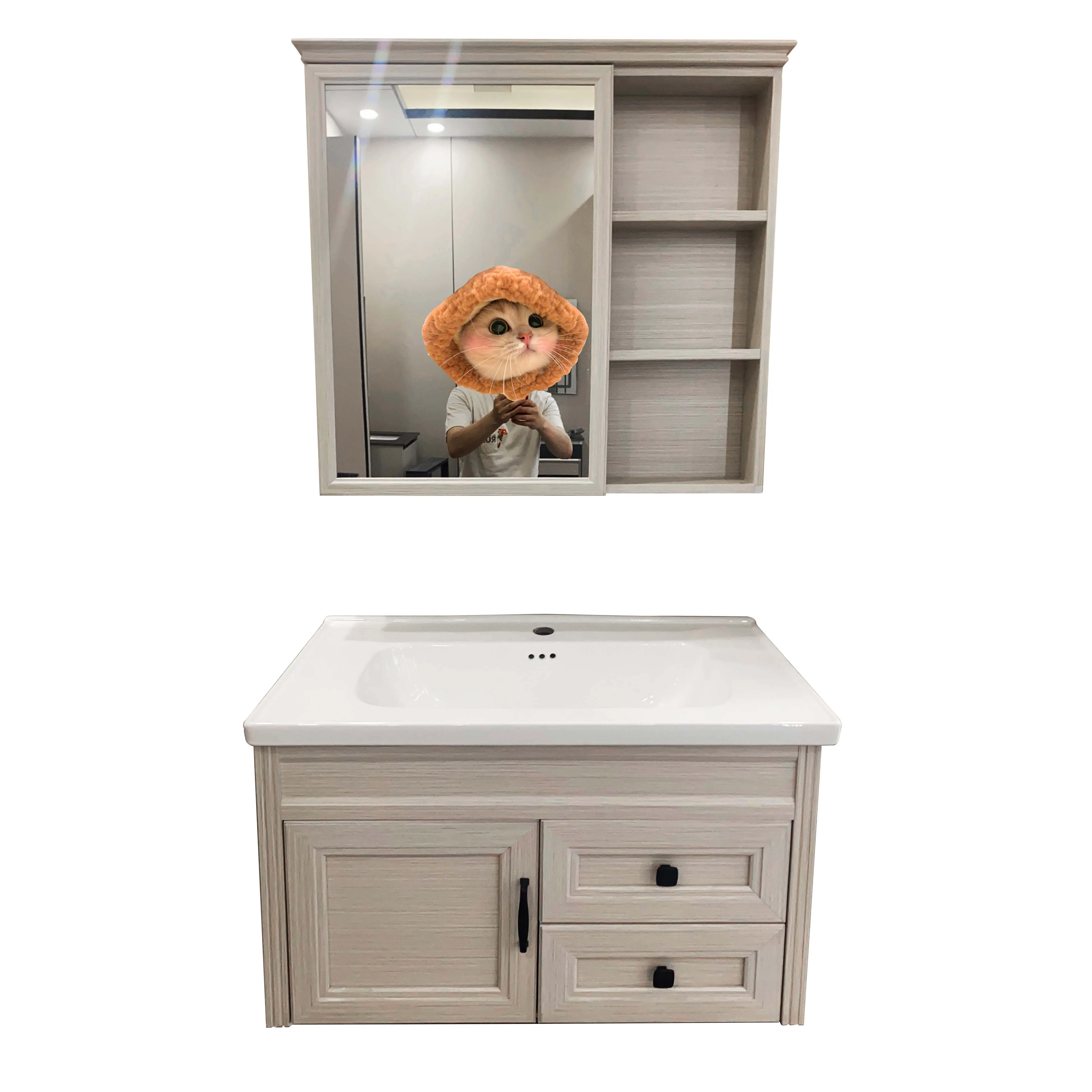 2023 Modern Style Vanities Cabinet Wash Basin Bath Mirror Cabinet Hotel Bathroom Vanities