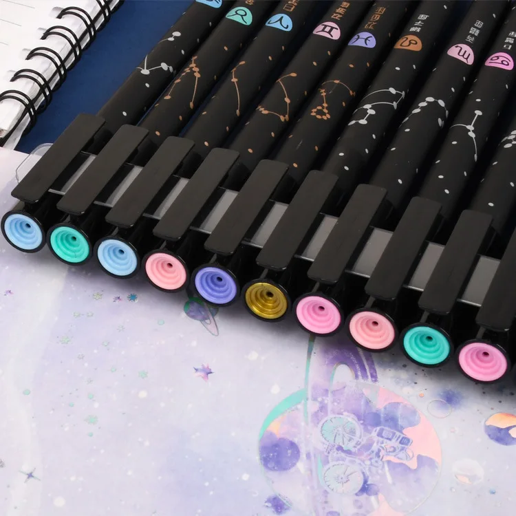 12 Pcs/lot Constellation Erasable Gel Pen 0.5mm Starry Blue Black Ink Gel Pen