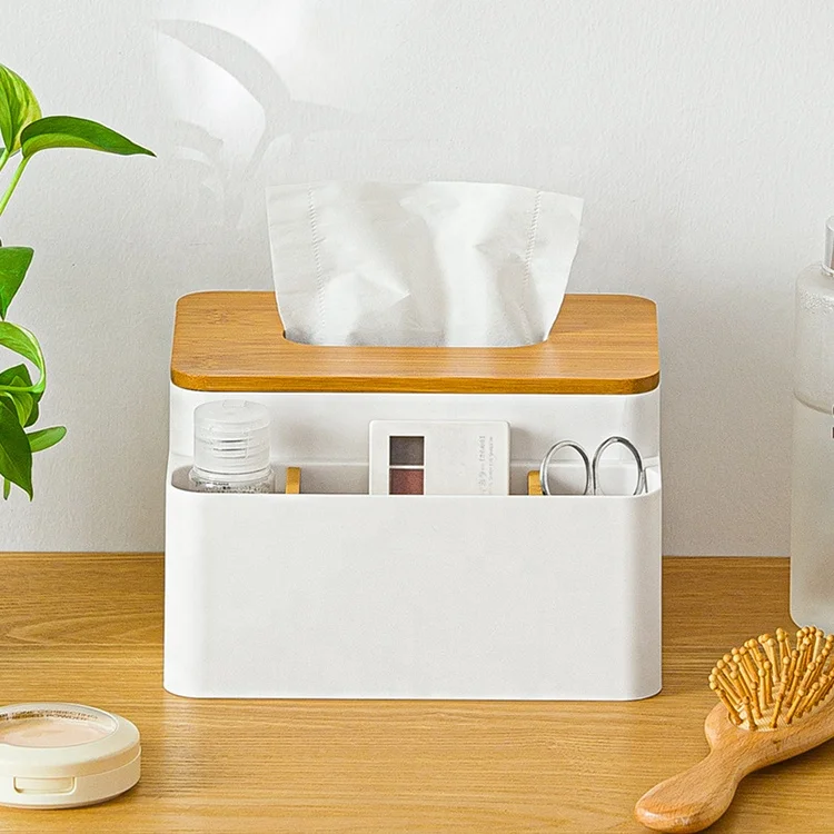 Amazon Home Kitchen Tissue Box Wooden Plastic Napkin Holders Multifunctional Tissue Tube Cosmetic Remote Control Storage Box