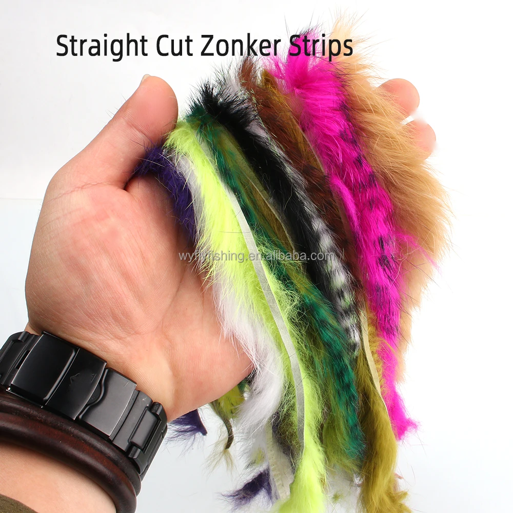 3strips/pack rabbit zonker strip 3mm straight cut rabbit fur narrow zonker pelt trout fishing streamer lure fly tying materials