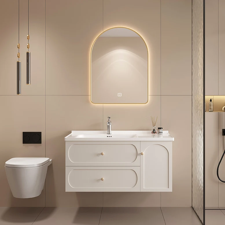 Factory Price Direct Sale Hotel Bathroom Sink Cabinets Wall Mounted Multi-layer Eucalyptus Furniture Bathroom Vanity Cabinets