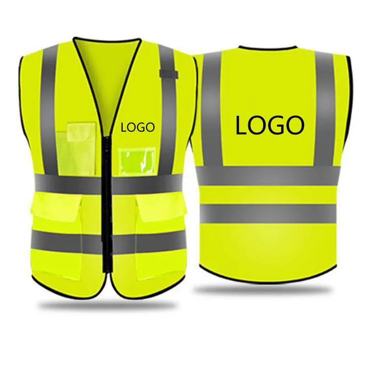 Security Reflective Vest Safety Belt Strap High Visibility Night Running Cycling Waistcoat Road custom logo with Pockets