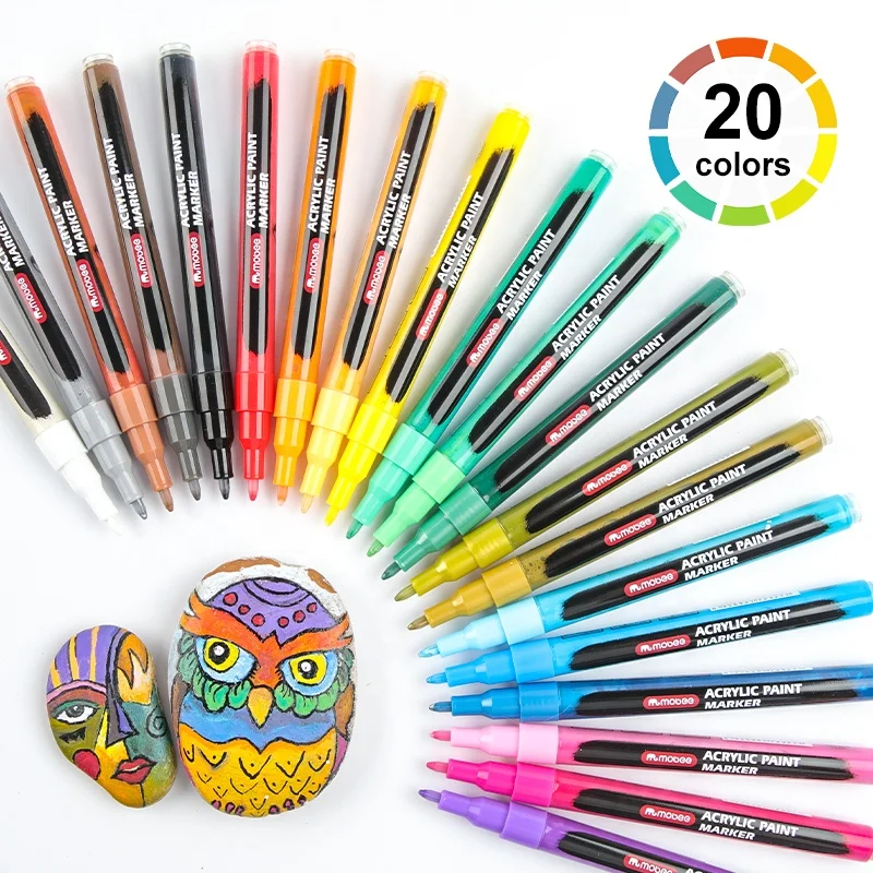 Mobee P-967A-20 Water-based MultiColor Color Paint Pens Extra-fine Tip Painting Markers Color  Acrylic Markers Pen Set