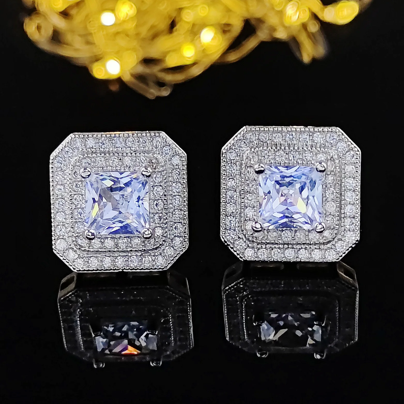 Free samples Water Drop Channel Brass Cubic Zirconia Stone Stud Earrings Bridal Women Wholesale Earrings Mixed Lot Stones