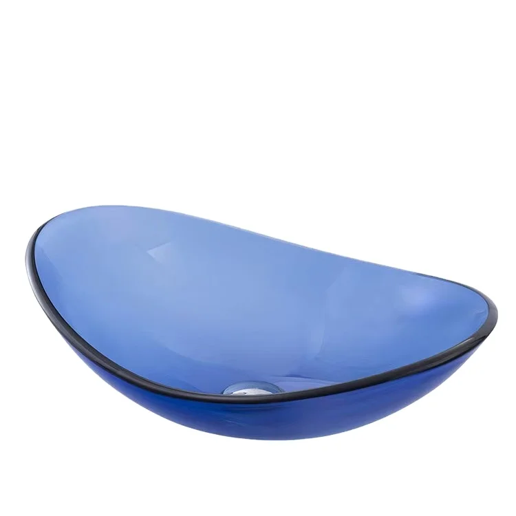 High Quality Green Glass Wash Basin Oval Sanitary Ware Restroom Counter Mounted Glass Basin