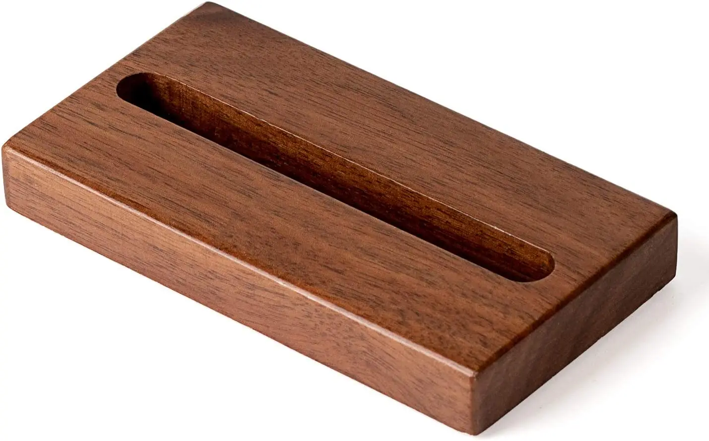 MaxGear Wood Walnut Business Card Display Holders Professional Card Holder Stand Desk Cards holder  for Desk Home and Office