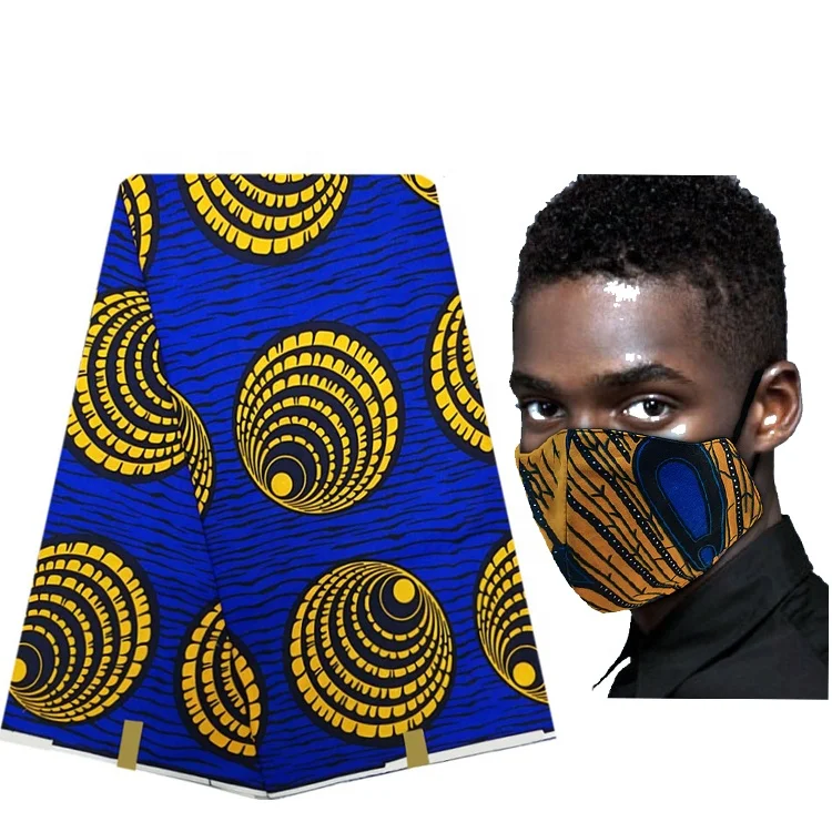 African wax print fabric make mas k ankara mas-k 100% cotton fabric face for m ask