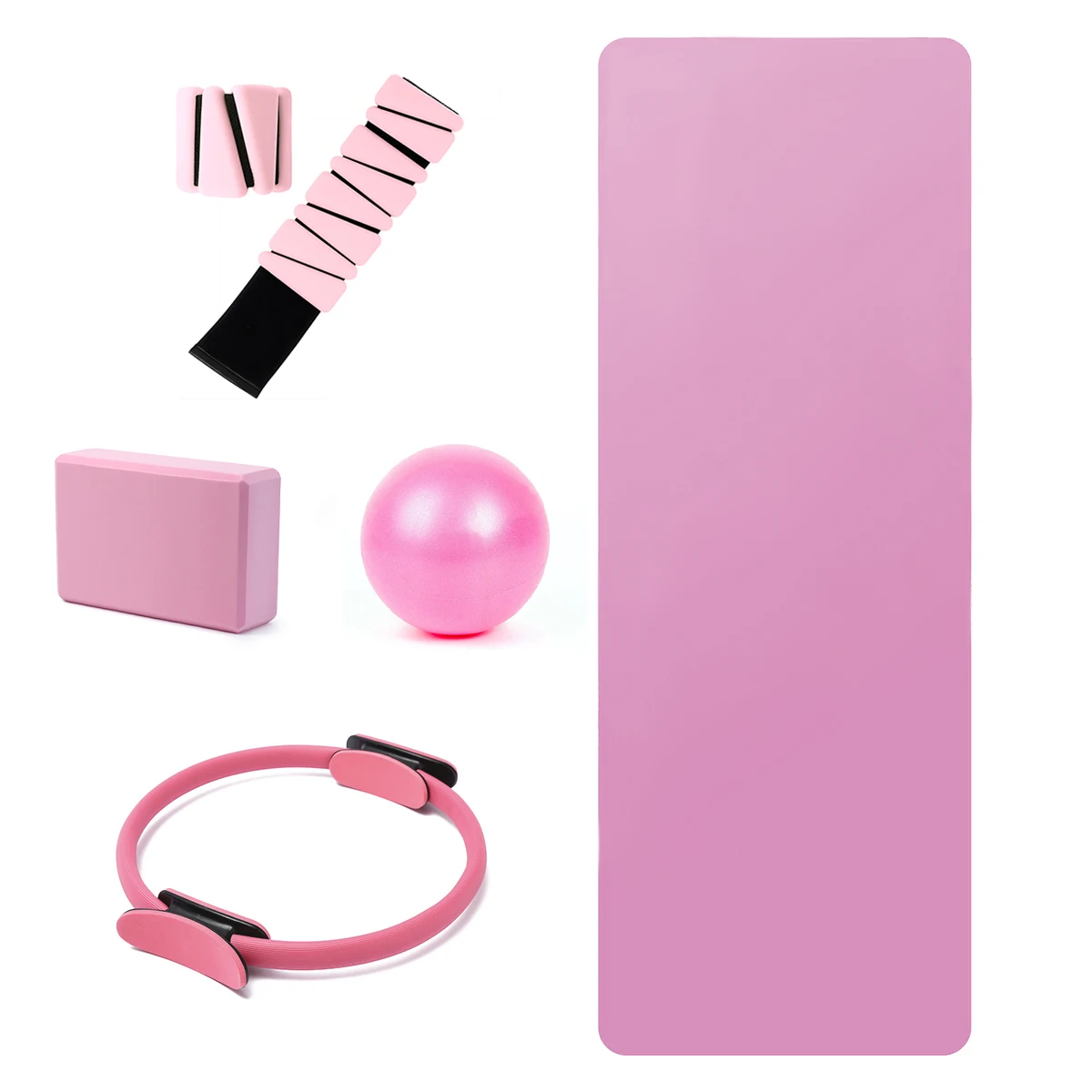 Custom Logo Gym Accessories Home set Pilates Circle Ring Block Ankle Wrist Weights PU Yoga Mat Inflatable PVC Exercise Ball