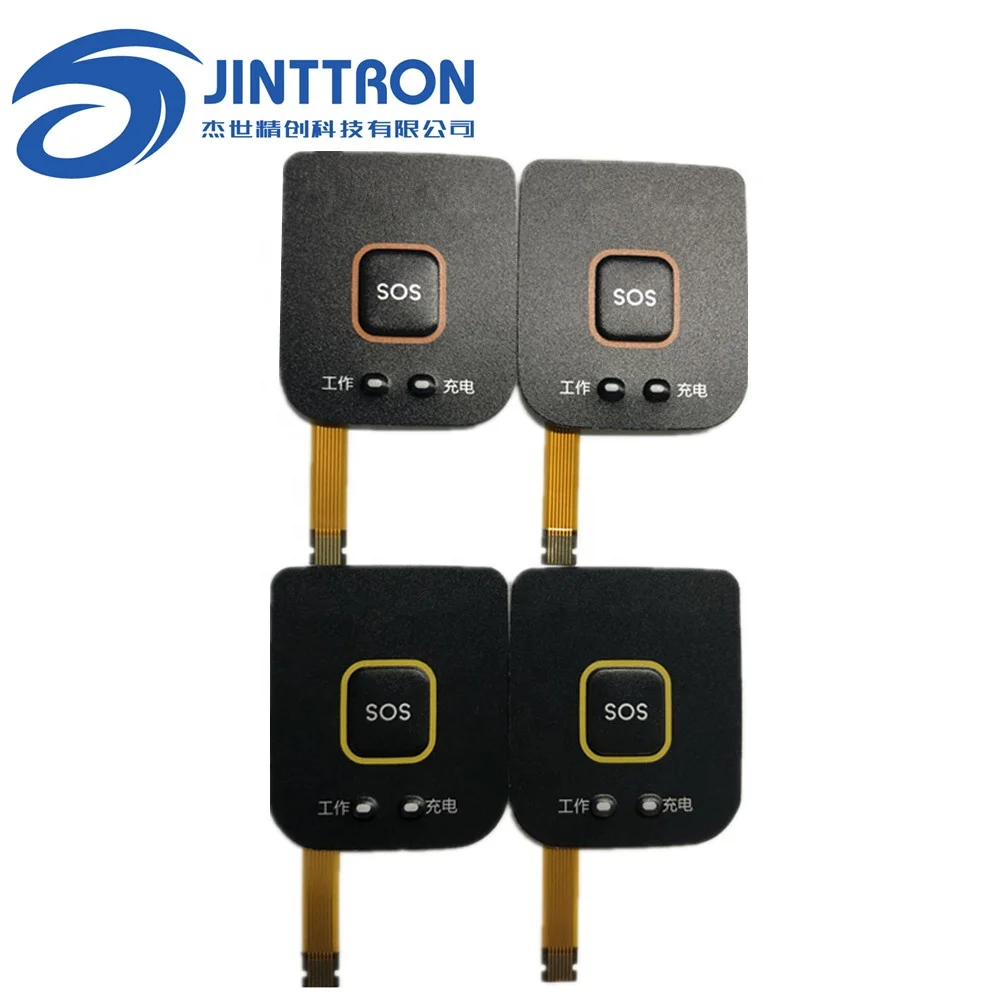 SOS one button pc keyboard two LEDs FPC circuit lexan keypad membrane panel cover for Car and Distress System Products