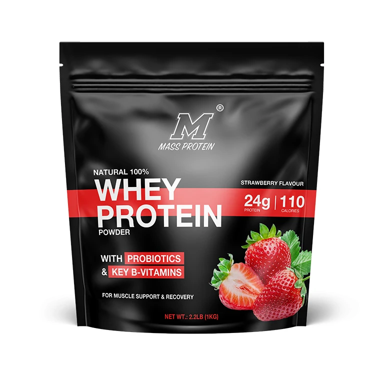 Custom Printed Sachet Packaging Flat Bottom Mylar Stand Up Multi Size Gusset Whey Protein Powder Bags