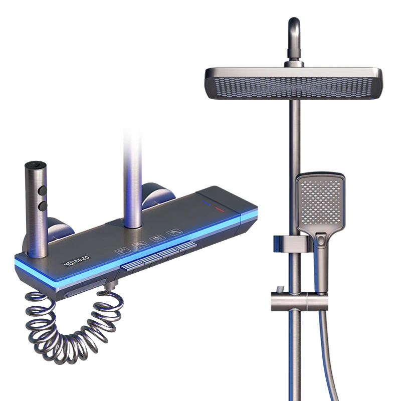 Digital Show Shower Set Wall Mount Hot&cold Brass Bathroom Sets Shower Head with Multifunction Piano Keys Bath & Shower Systems