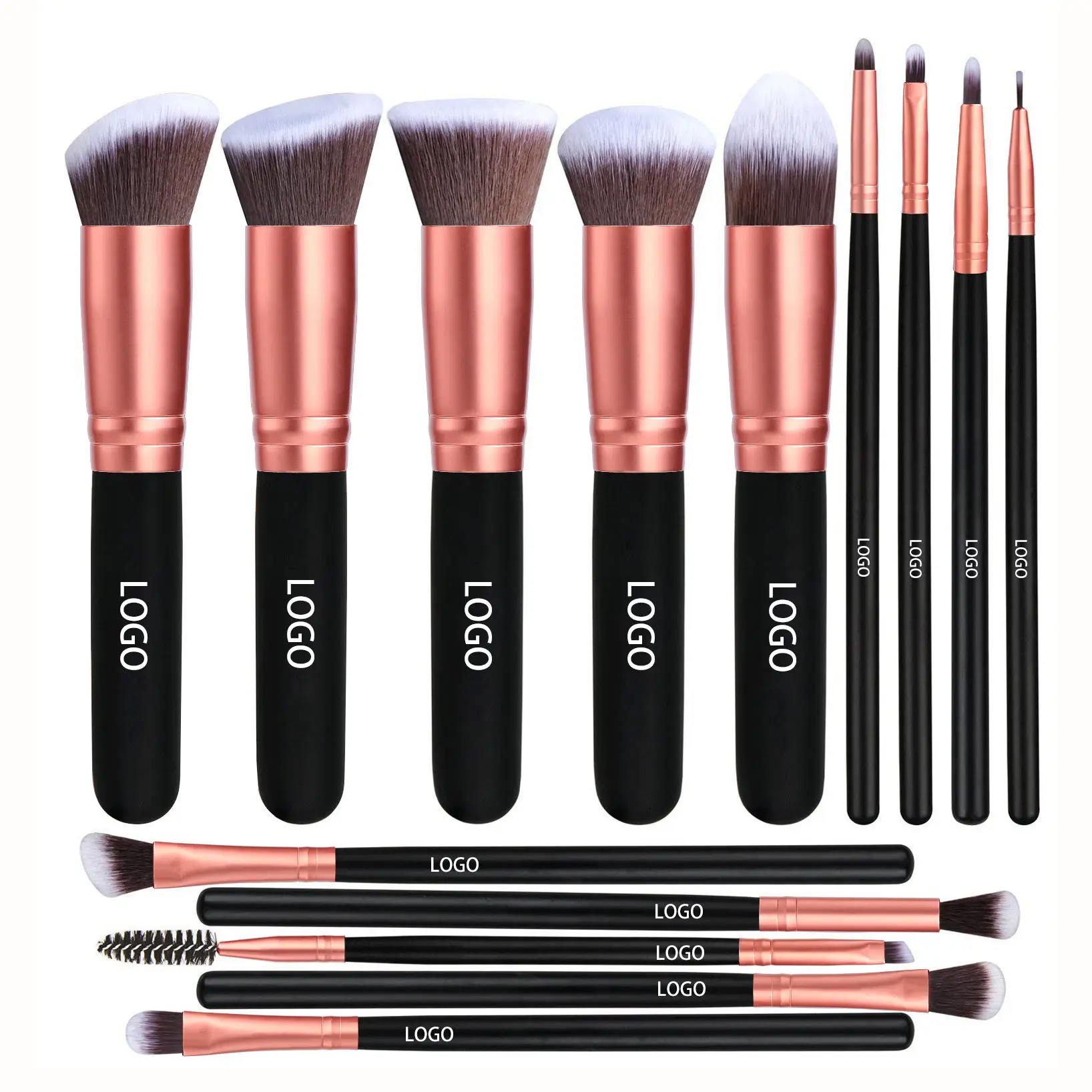 wholesale 14 pcs makeup brushes with holder bag custom logo pink foundation cosmetic brushes makeup brush set