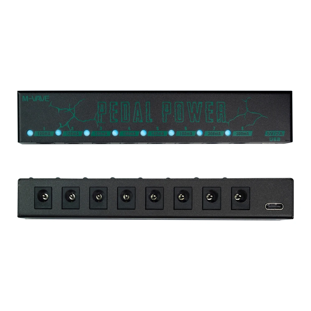 Guitar Effect Pedal Power Supply 8 Isolated DC Output For 9V Pedalboard With Short Circuit Protection LED Indicator