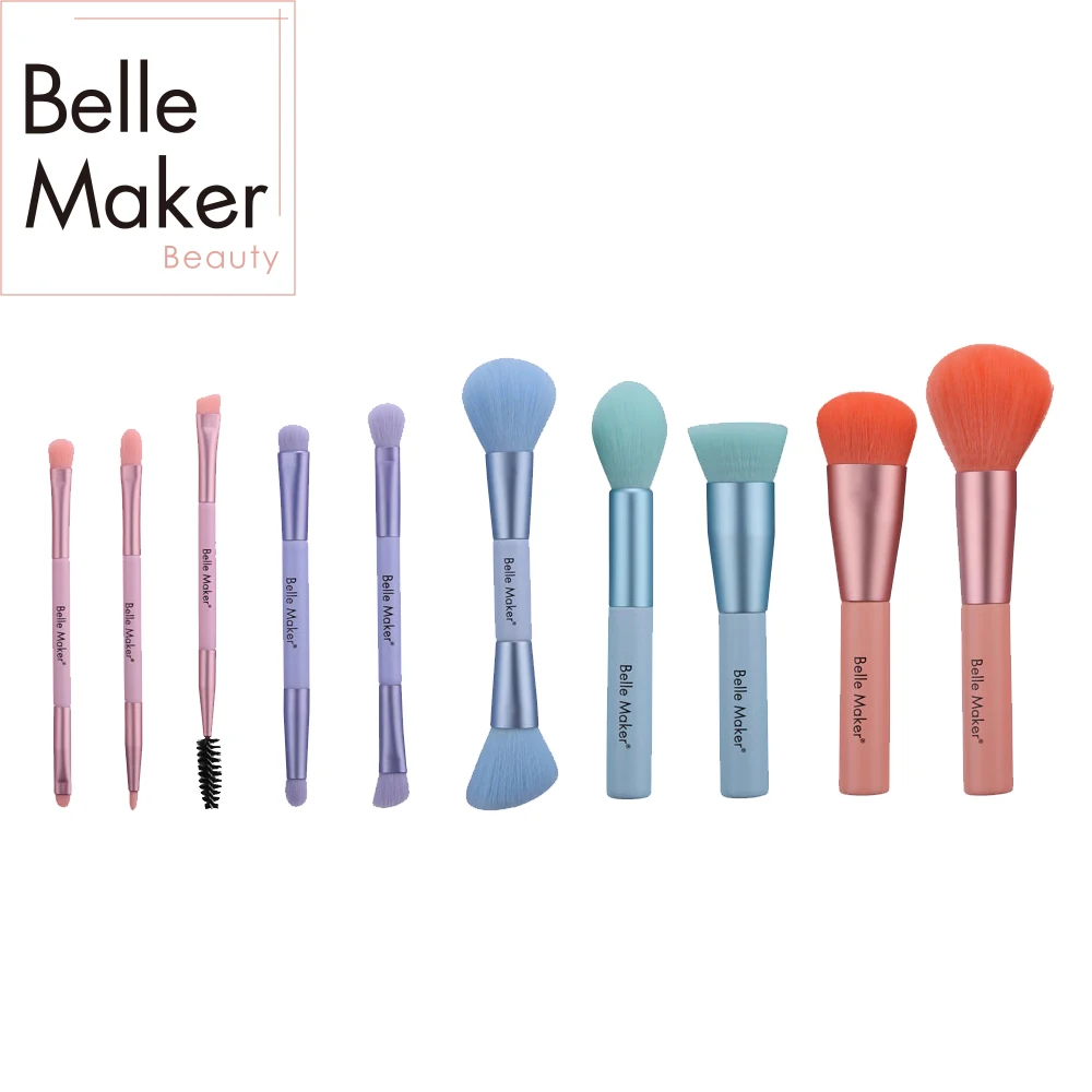 Free Sample Makeup Brushes Handle Makeup Brush Set/Custom Logo 10pcs interchangeable hair eyelash eyeshadow brush de brochas