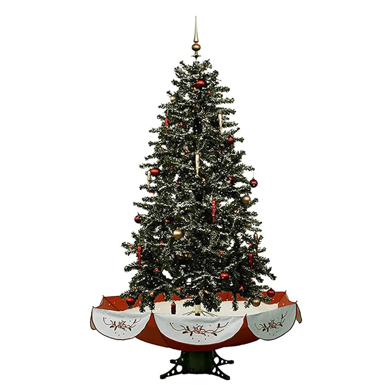 Christmas Decoration 74' Musical Snowing Artificial Christmas Tree with Red or Green Umbrella Base