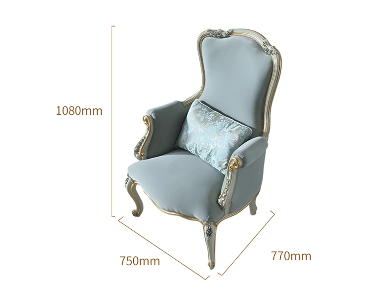Foshan furniture  high quality luxury design classic new light grey living room velvet fabric sofa chair armchair