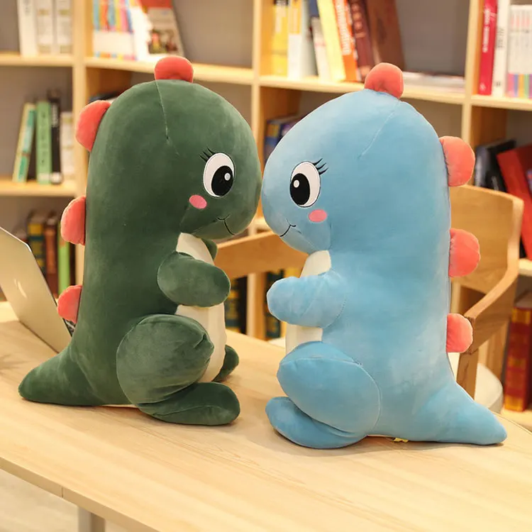 Hot selling small dinosaur stuffed short plush toy light blue soft toy for children room decoration green  doll birthday present