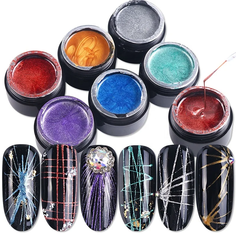 
8ml Nail Art Copper Wire Gel Painting Creative UV Gel Polish Liner Drawing Elasticity Point Line Soak Off Gel Spider Varnish 