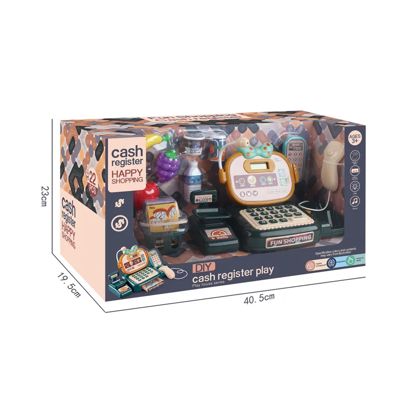 EPT toys 22pcs Smart Pretend Play Kids Supermarket Electric Cash Register Machine Toys pretend play money