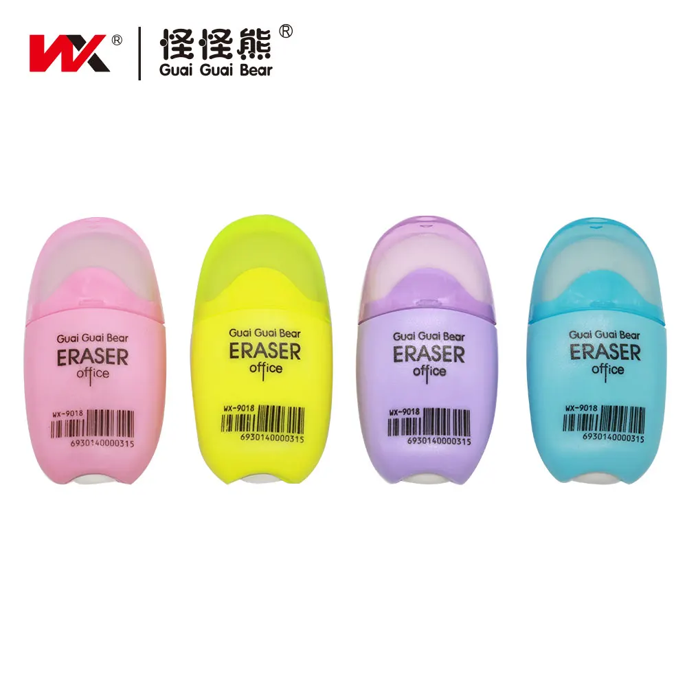 Oval Plastic Case Eraser Colored Creative Cute Office Supplies Learning Student Stationery Factory Customized