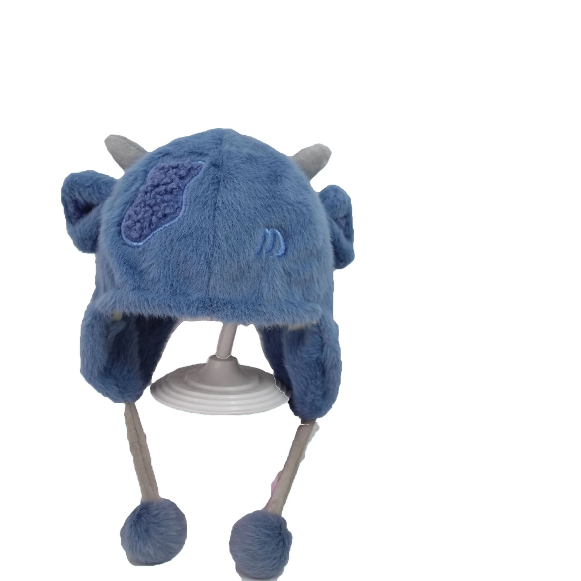 Winter new cartoon Thicken Windproof little frog cow  kids hat embroidery baby ear protection warm hat