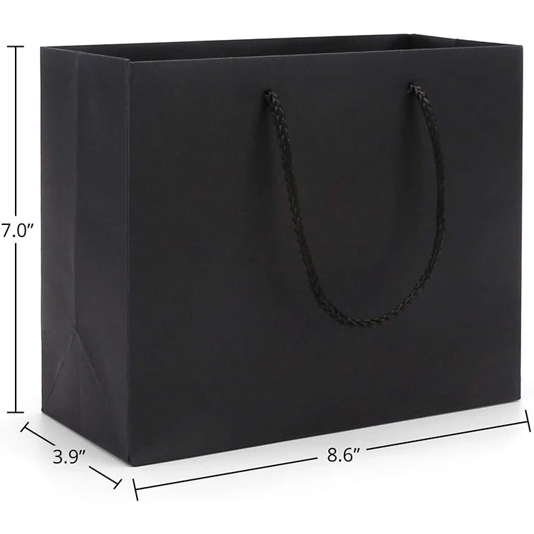 Пользовательская печать переработанных покупок оптом пользовательские крафт черный бумажный пакет