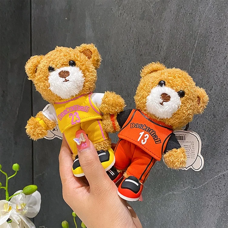 Best quality basketball T-shirt Mini teddy bear keyring plush stuffed toy