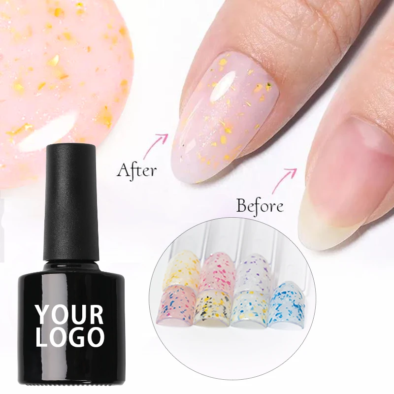 Nail Art New Gold Glitter Foil Flakes Base Coat OEM Private Label 1kg Rubber Base Nail Polish Gel