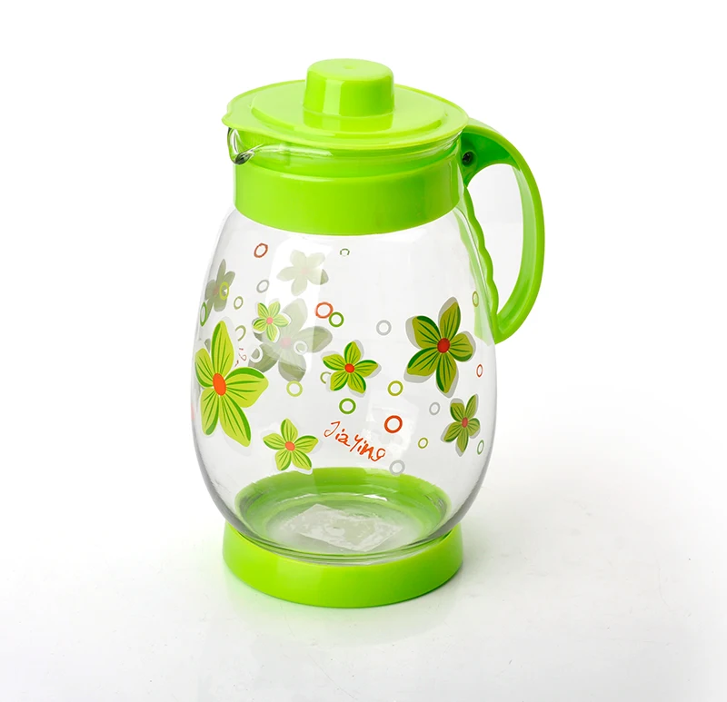 Factory Sale Cheap 1500Ml Glass Pitcher Water Kettle Glass Jug Beverages Pitchers With Roasted Flower Large Capacity