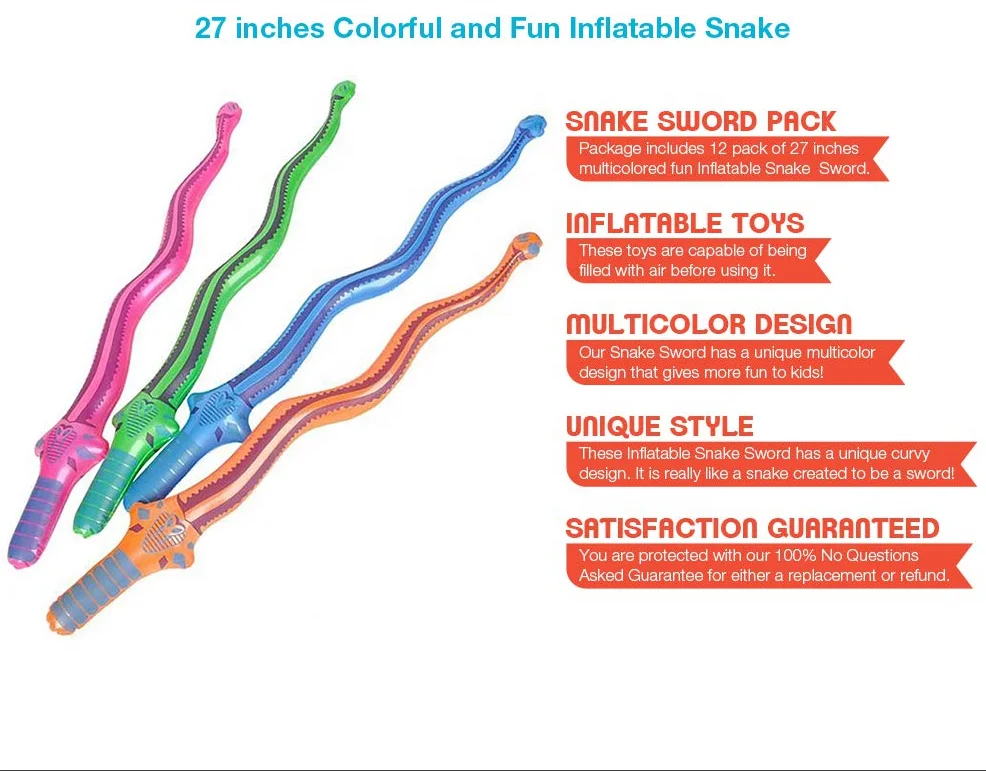Other Inflatable Toys Colorful and Fun Inflatable Snake-themed Curve Sword - Multicolor Snake Inflatable Sword toy in  Party