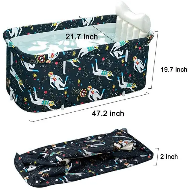 Inflatable Bathtub Foldable Bath Tub Wide Bathtub with Bath Pillow Bath Seat Ice Bathtub