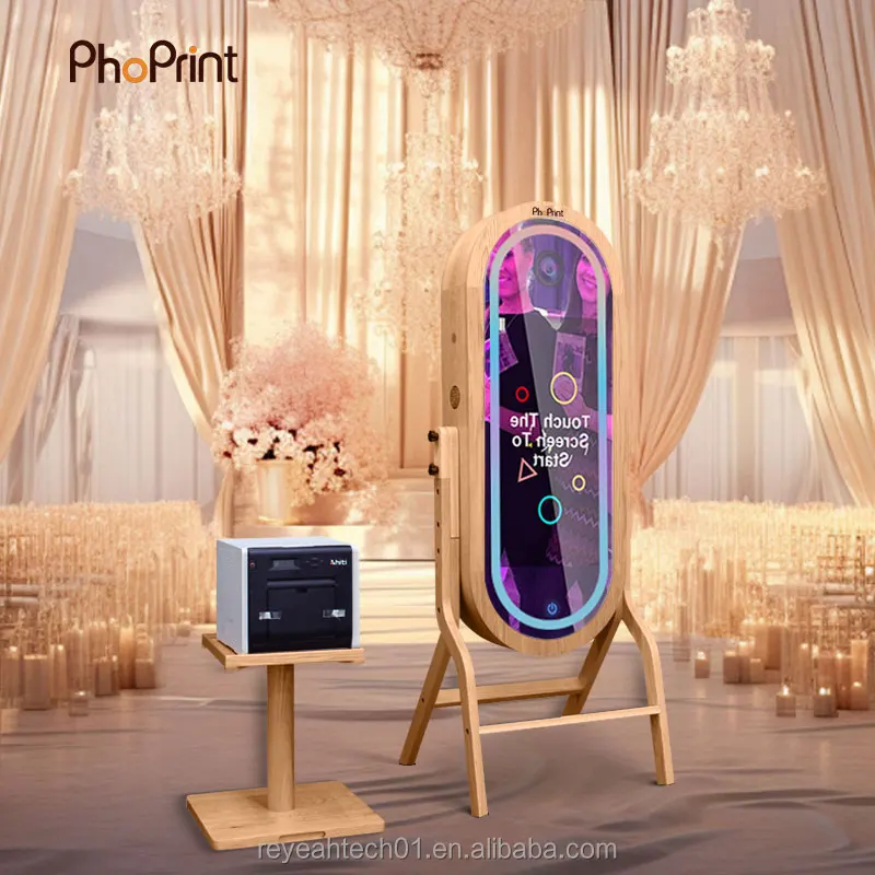 Новый четырехсторонний дубовый материал PhoPrint фотобудка миник ПК для мероприятий