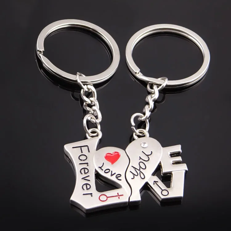 Letter Love Forever Key Chain Fashion Simple Metal Splicing Love Couple Keychain Key Ring