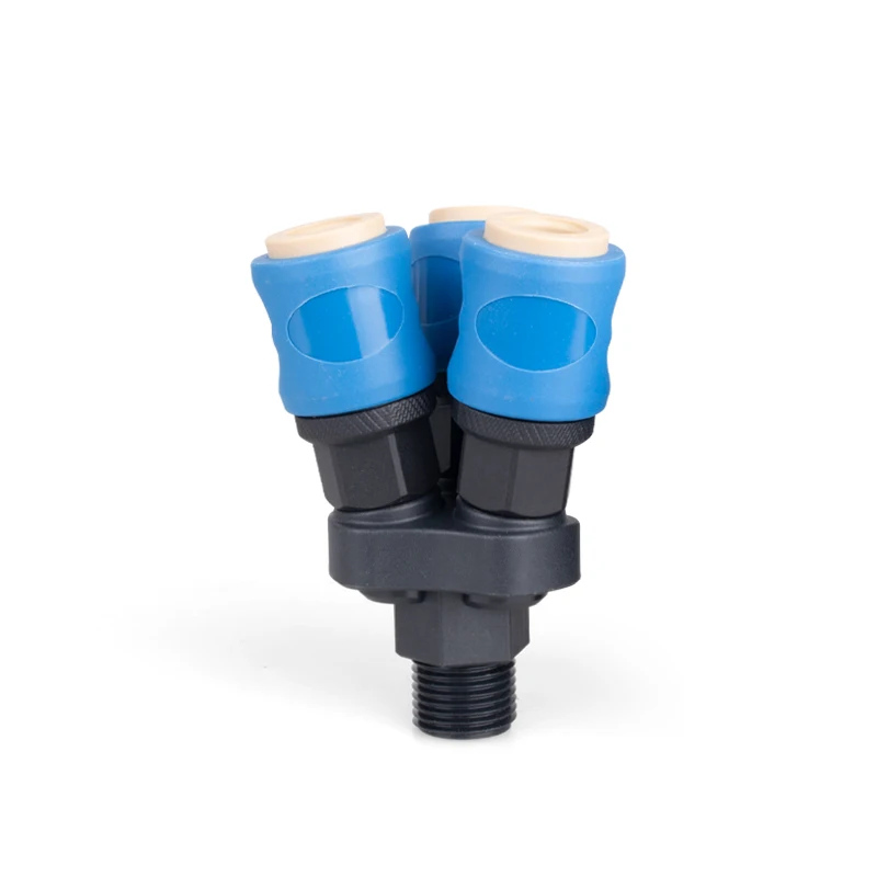 three way Hose Fitting Pneumatic Male And Female Quick Coupler Circular Three Tee 1/4 Plastic-steel Self-locking Quick Connector