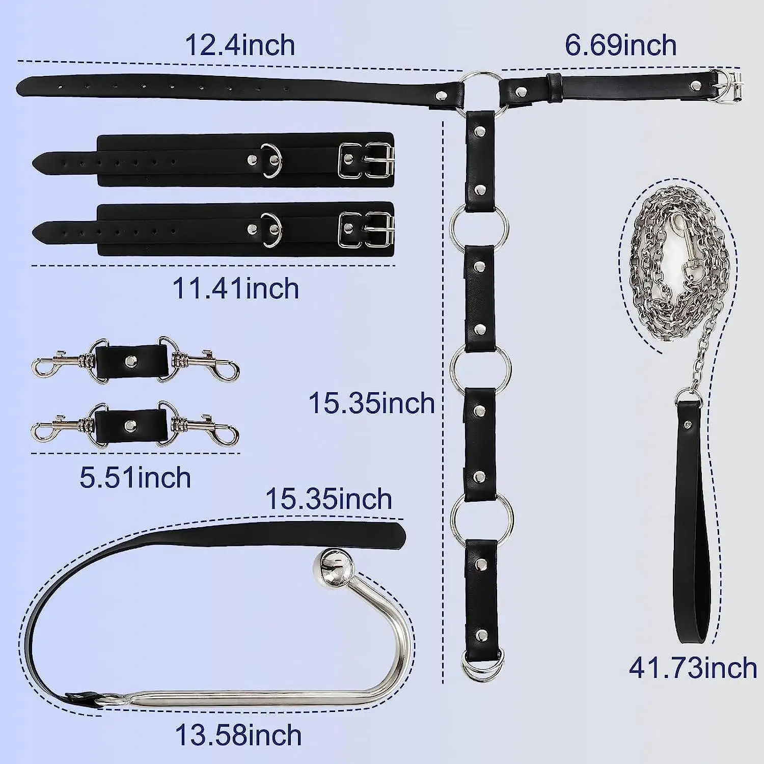 Sex Bondage BDSM Anal Hook with Traction Chain Butt Plug Adjustable Handcuffs Neck Collar Wrist Cuffs Fetish SM Sex Toys