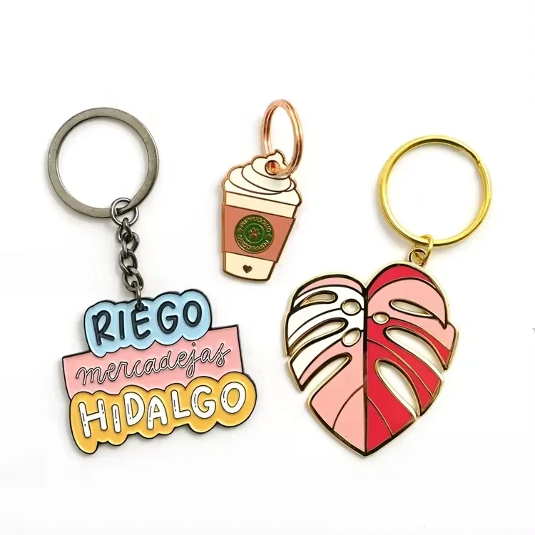 Gifts Metal Keychain Customized Leaf Tea Design Soft Hard Enamel Keychains For Bag Decoration