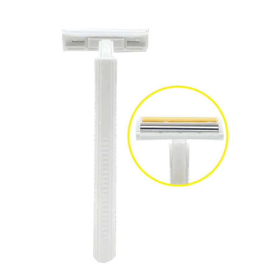 Гладкая на ощупь синяя пластиковая ручка бритвенный станок для бритья