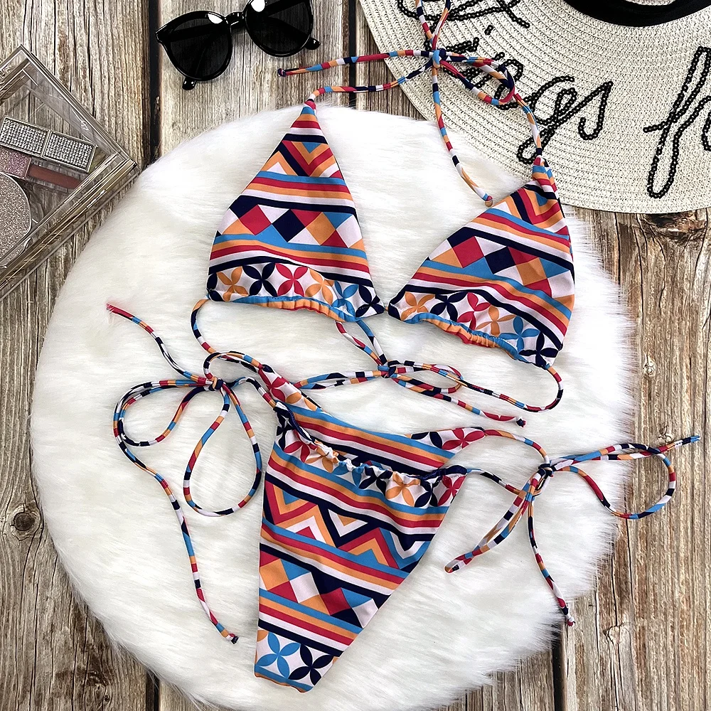 New Arrivals 2024 Summer Swimwear Three Piece Women  Dress Self-tying Adjustable Bikini Set Swimsuit