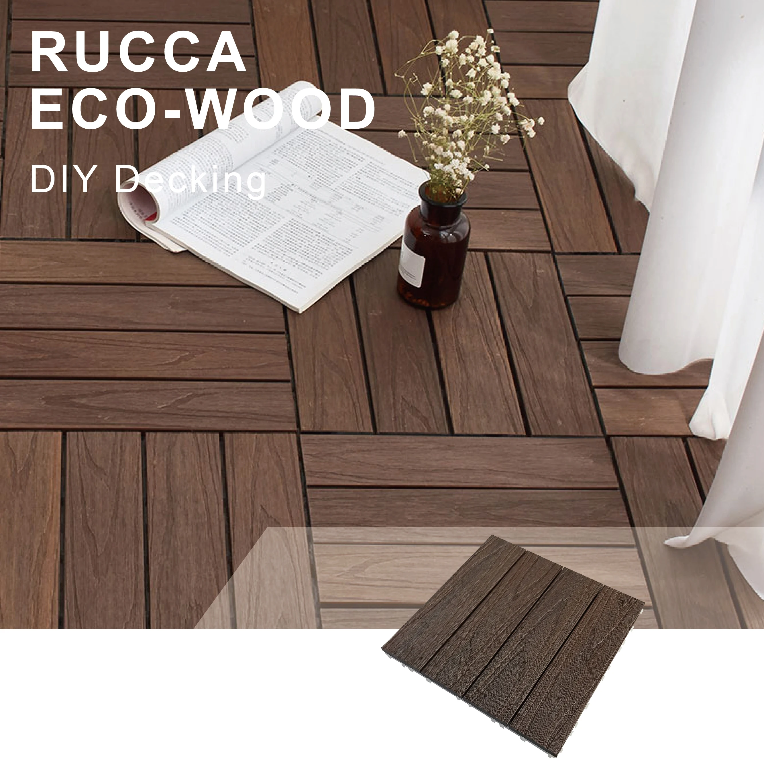 Rucca Plus WPC Co-Extrusion Decking Interlocking Flooring Tiles 300*300mm